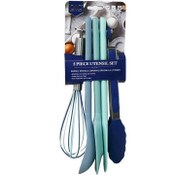 Wholesale - 5pc Blue Silicone utensil set PP Handle + Silicone Head C/P 48, UPC: 192598824851